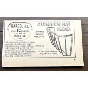 Darco Aluminum Hay Feeder Vintage Print Ad 60s Stable Products Fenton MO